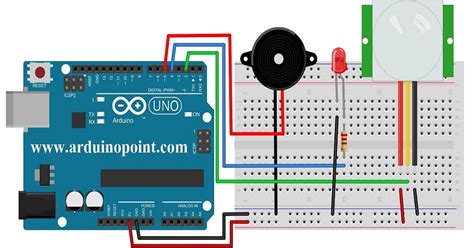 pir sensor arduino with led and buzzer